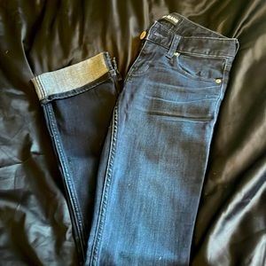 Dark blue rolled cuff stretch legging jeans